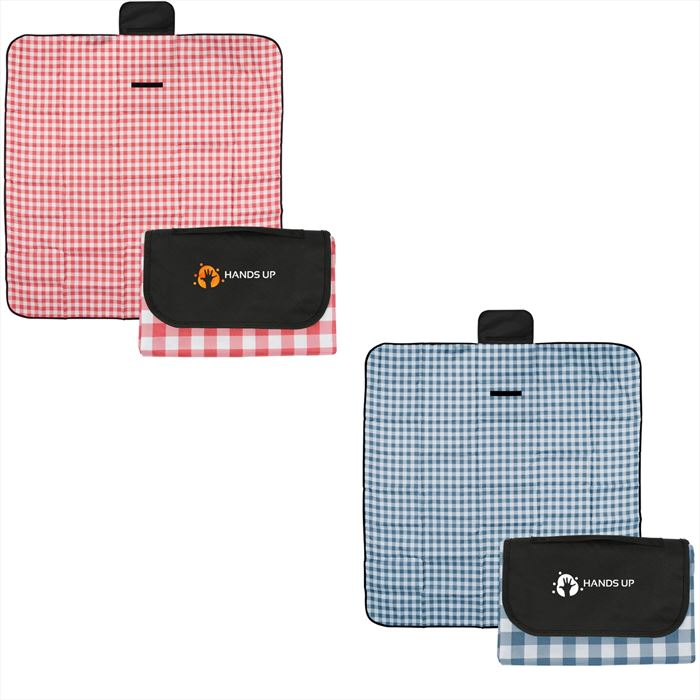 HH8034 Gingham Roll-Up Picnic Blanket With Custom Imprint